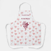 Aangepaste kruidenfluisteraar met roze harten en k schort (Voorkant)
