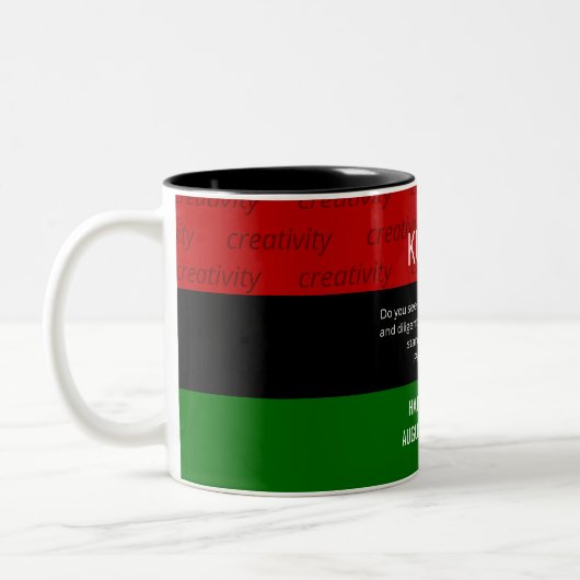 Aangepaste KUMBA Kwanzaa Mok met twee toonaangeven (Links)