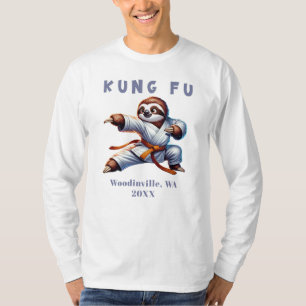 Aangepaste Kung Fu Martial Arts Locatie Datum Naam T-shirt
