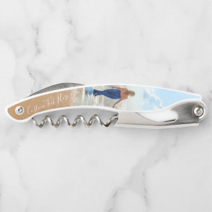 Aangepaste Kurkentrekker en tekstnaam van uw fotoo