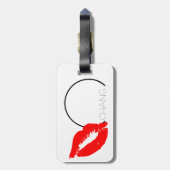 Aangepaste kus Lips Black Red Lipstick Chang Monog Bagagelabel (Achterkant verticaal)