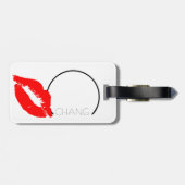 Aangepaste kus Lips Black Red Lipstick Chang Monog Bagagelabel (Achterkant horizontaal)