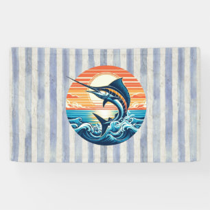 Aangepaste kust-/nautische/strand marlijn zonsonde spandoek