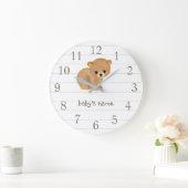 Aangepaste Kute Beer Nursery Wall Clock Grote Klok (Huis)
