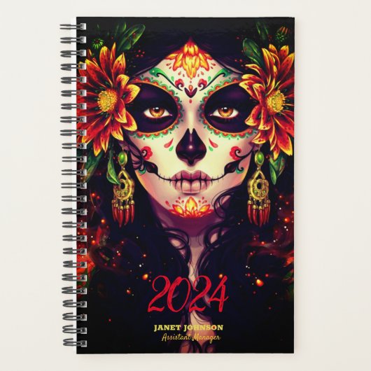 Aangepaste LA CATRINA SUIKERSCHEDEL Dagelijks Weke Planner (Voorkant)