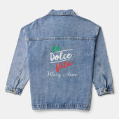 Aangepaste La Dolce Vita Typografie Denim Jacket (Achterkant)