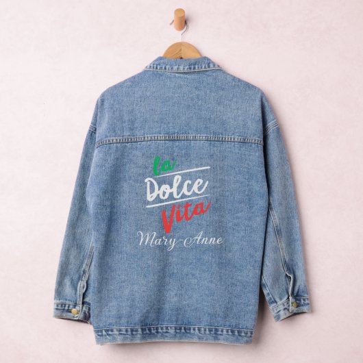 Aangepaste La Dolce Vita Typografie Denim Jacket (Hangar)