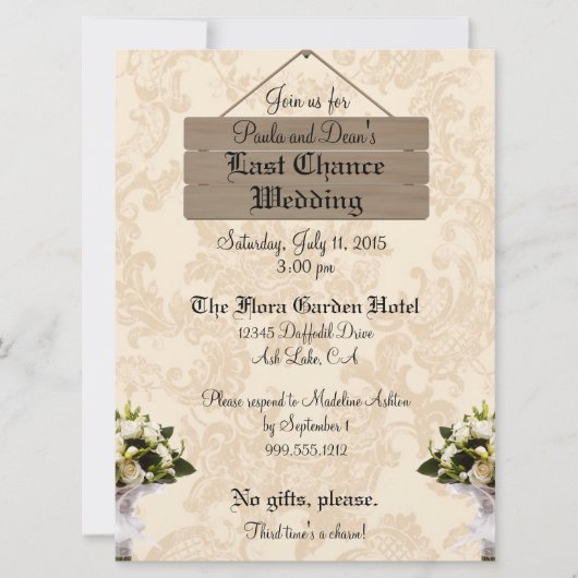 Aangepaste laatste kans huwelijksuitnodigingen kaart (Voorkant)