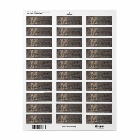 Aangepaste labels met het grijze lederen retouradr (Full Sheet)