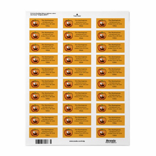 Aangepaste labels voor Funny Halloween Pumpkin (Full Sheet)