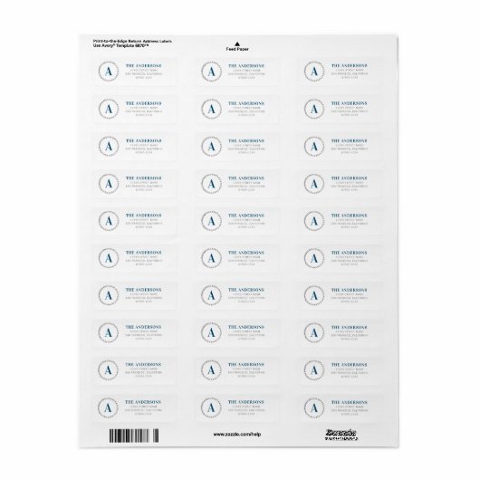 Aangepaste labels voor het retouradres van Initial (Full Sheet)