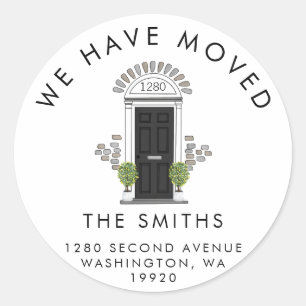 Aangepaste labelsticker voor nieuw thuisadres ronde sticker