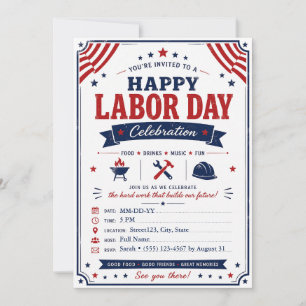 Aangepaste Labor Day BBQ-feestuitnodiging  Kaart