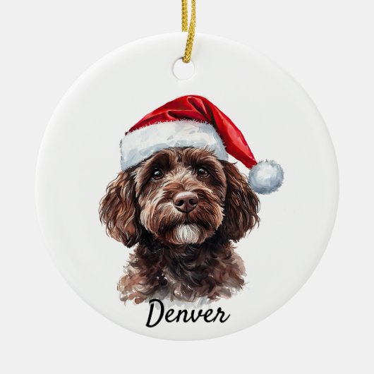 Aangepaste labradoodle keramisch ornament (Voorkant)