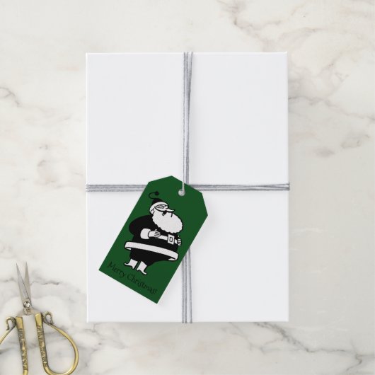 Aangepaste lachen Santa Green Cadeaulabel (Met Touw)