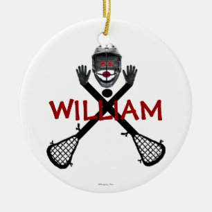 Aangepaste Lacrosse Cartoon Keramisch Ornament