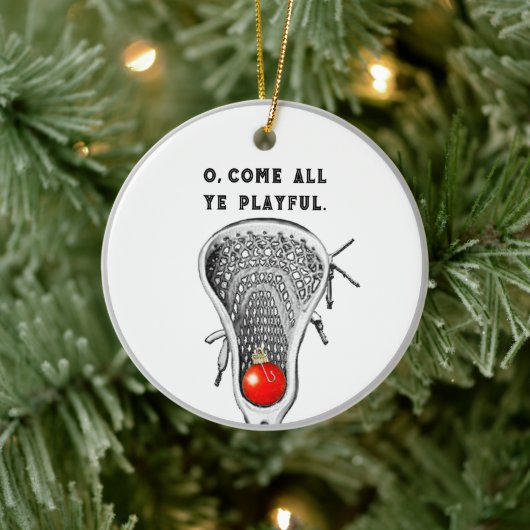 Aangepaste lacrosse Keepomwille Keramisch Ornament (Boom)