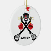 Aangepaste Lacrosse Kerstmis Keramisch Ornament (Rechts)