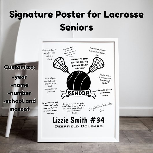 Aangepaste Lacrosse Senior Night signature poster