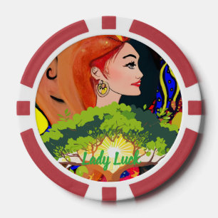 Aangepaste Lady Luck 2 Koppel Spelletjesavond Poker Chips