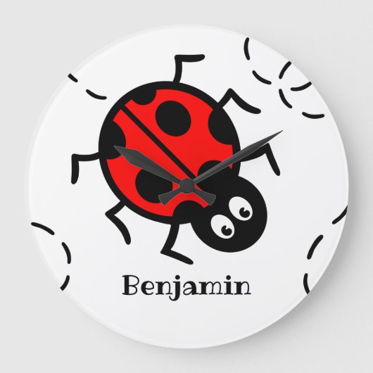 Aangepaste ladybird Pattern-wandklok Grote Klok (Voorkant)
