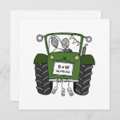 Aangepaste Land Bruiloft Groene Tractor Avond Kaart (Voorkant / Achterkant)