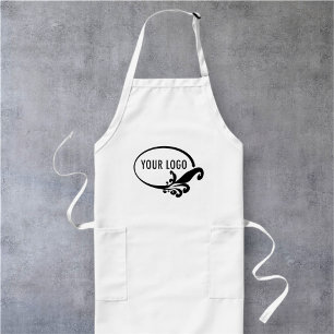 Aangepaste lange witte schort uniform met zakken
