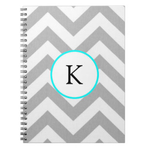 Aangepaste laptop - Ontwerp: Gray Chevron w/Monogr Notitieboek
