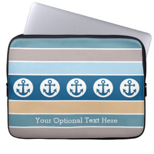 Aangepaste laptophoezen met Nautical Anchors & Str Laptop Sleeve