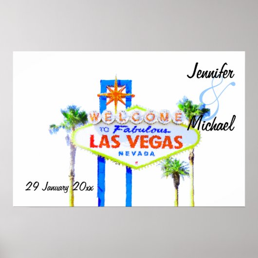 Aangepaste Las Vegas Wedding Reception Banner Poster (Voorkant)