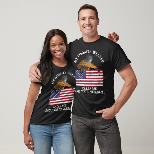 Aangepaste lasser aangepaste naam cadeau US vlag r T-shirt (Unisex)