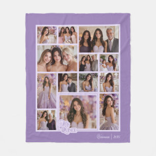 Aangepaste Lavendel 14 Foto Keepsake Quinceañera F Fleece Deken