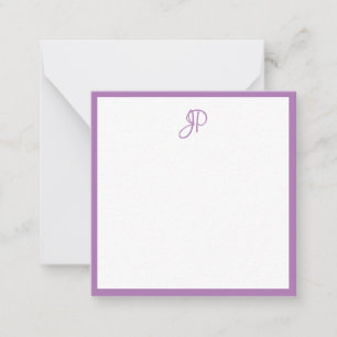 Aangepaste lavendel kleur handgeschreven monogram notitiekaartje