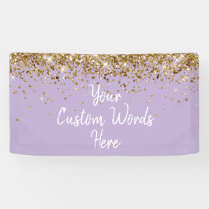 Aangepaste lavendel paars & gouden verjaardagsfees spandoek