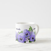 Aangepaste Lavendel Pansy Flowers Espresso Cup Espresso Kop (Voorkant rechts)