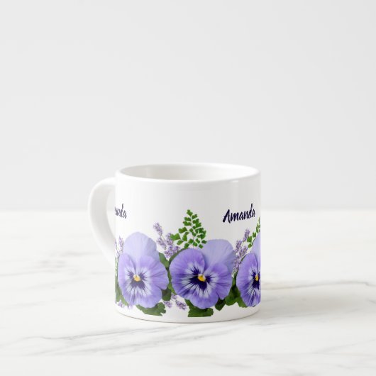 Aangepaste Lavendel Pansy Flowers Espresso Cup Kop (Voorkant links)