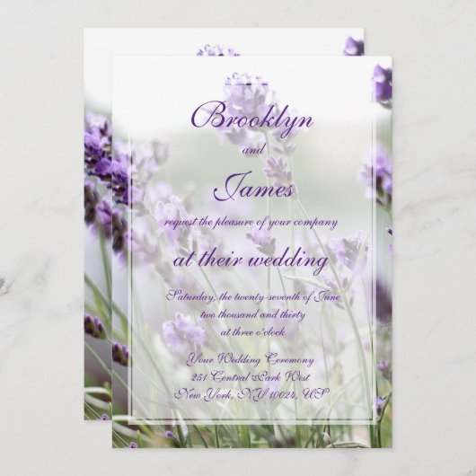 Aangepaste lavender Bohemian Wedding Invitations Kaart (Voorkant / Achterkant)