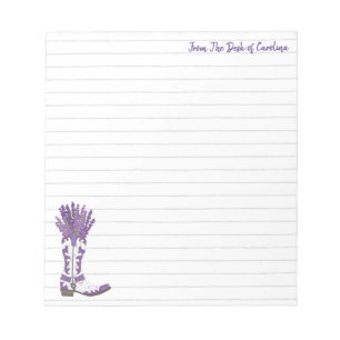 Aangepaste Lavender Cowboy Boot Notitieblok