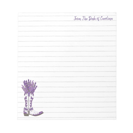 Aangepaste Lavender Cowboy Boot Notitieblok (Voorkant)