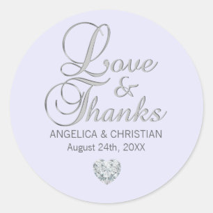 Aangepaste lavender Heart Weddenschap en Bedankt Ronde Sticker