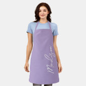 Aangepaste Lavender Paarse moderne Manuscript-vrou Schort (Gedragen)