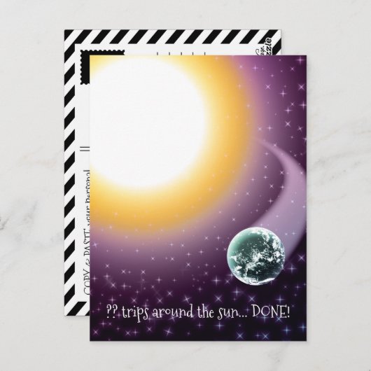 Aangepaste leeftijd beweegt rond de zon briefkaart (Voorkant / Achterkant)