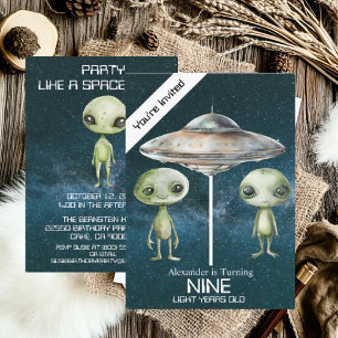 Aangepaste leeftijd buitenaardse Alien verjaardags Kaart