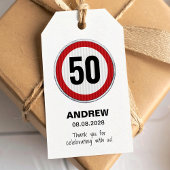 Aangepaste leeftijd verjaardagsfeest met verkeersb cadeaulabel