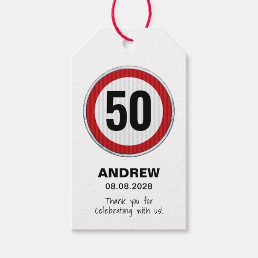 Aangepaste leeftijd verjaardagsfeest met verkeersb cadeaulabel (Voorkant)