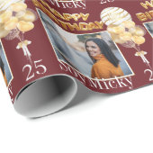 Aangepaste leeftijdsnaam en foto-gelukkige verjaar cadeaupapier (Rol Hoek)