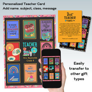 Aangepaste leerkracht bedankkaart brief citaten le kaart