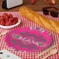 Aangepaste lege citaten Roze bloemen Papieren bord