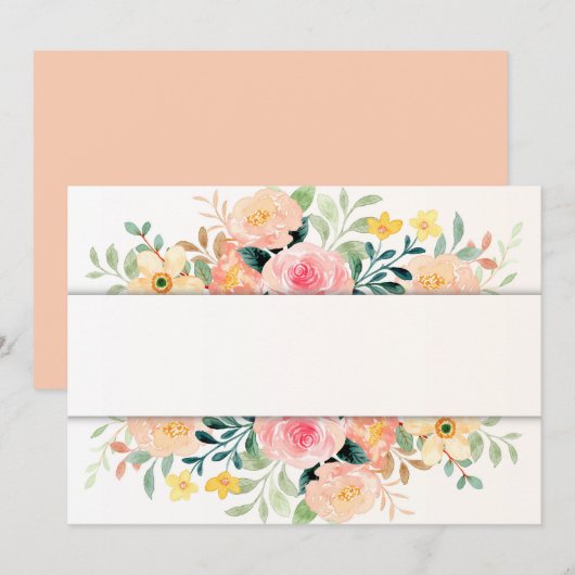Aangepaste lege perzikroos bloem save the date (Voorkant / Achterkant)