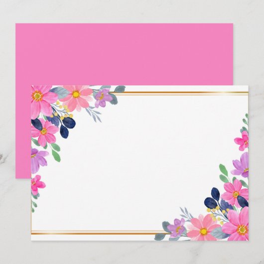 Aangepaste lege roze bloem save the date (Voorkant / Achterkant)